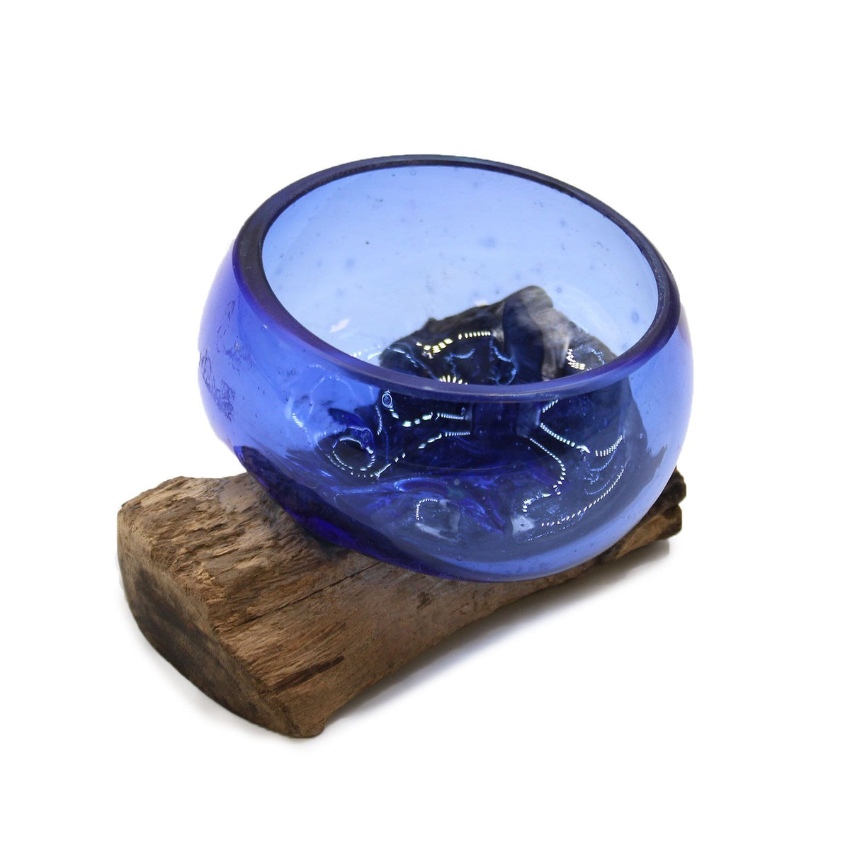 Molton Glass Mini Blue Bowl on Wood product image