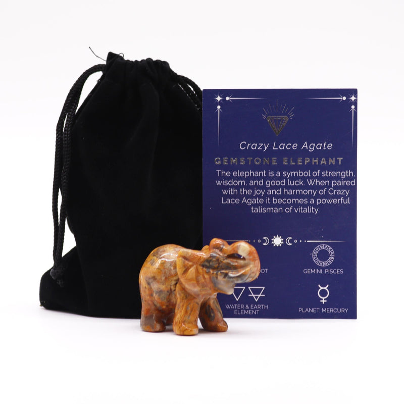 Gemstone Lucky Elephant - Crazy Lace Agate product image