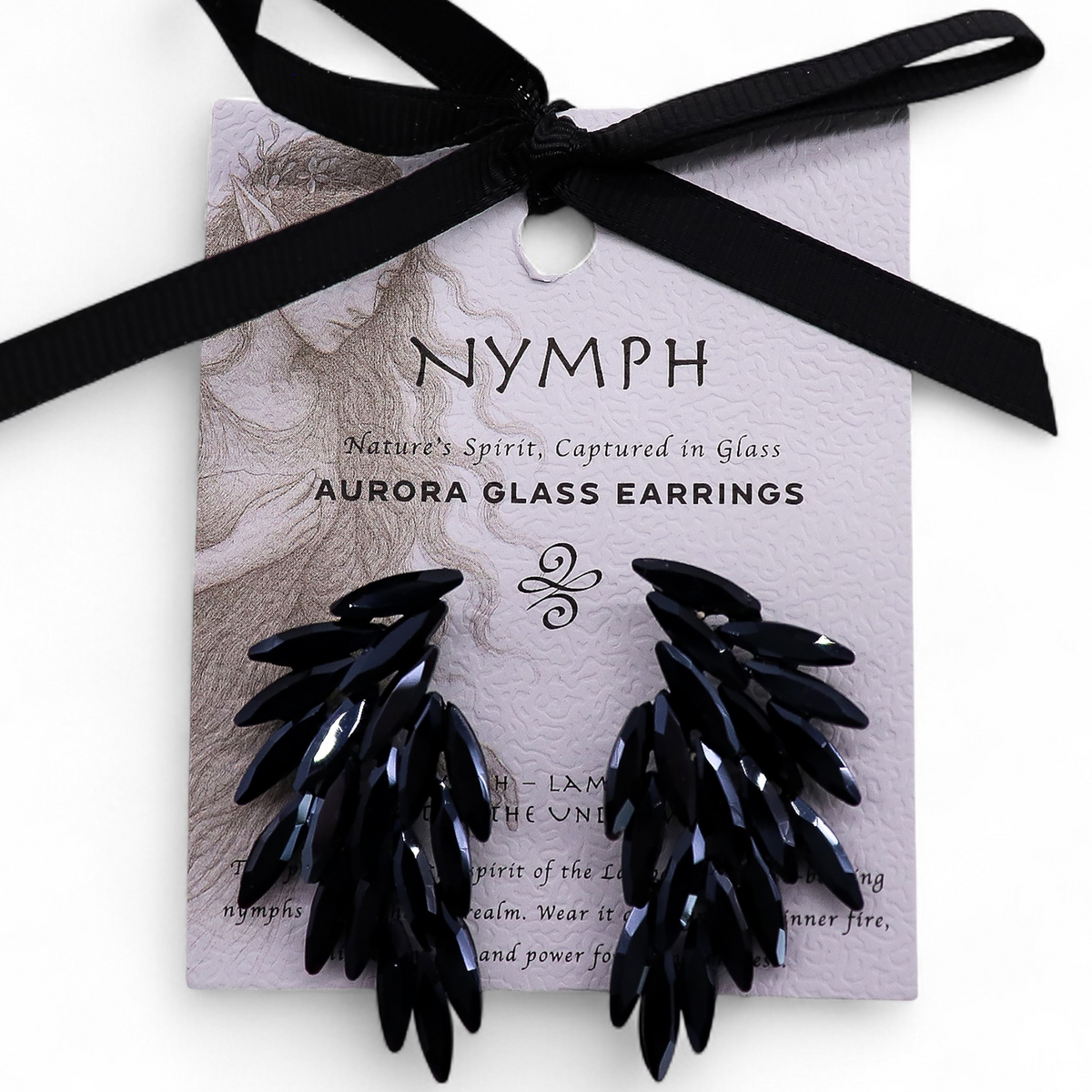 Jet Black - Vintage Glass - Angel Wings - Earrings product image 4