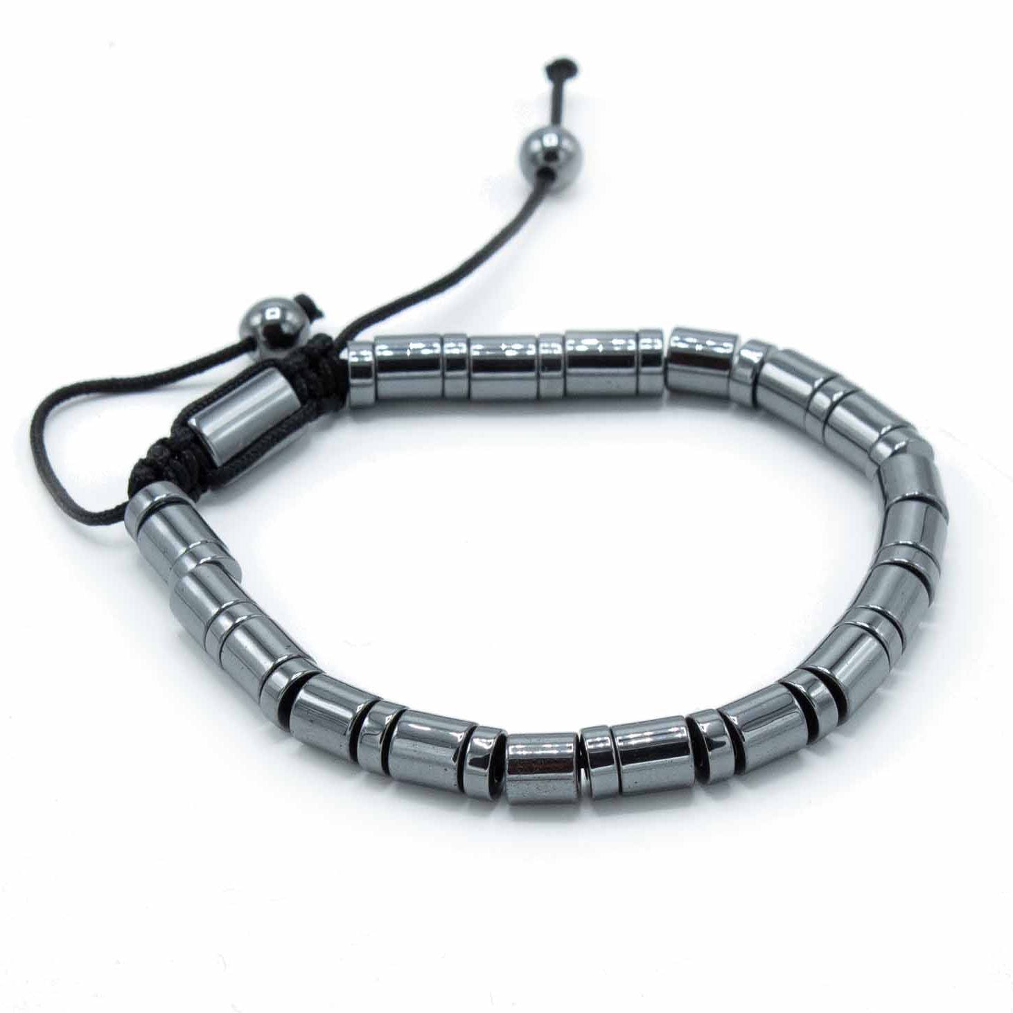 Magnetic Hematite Shamballa Bracelet - Cylinders & Circles product image