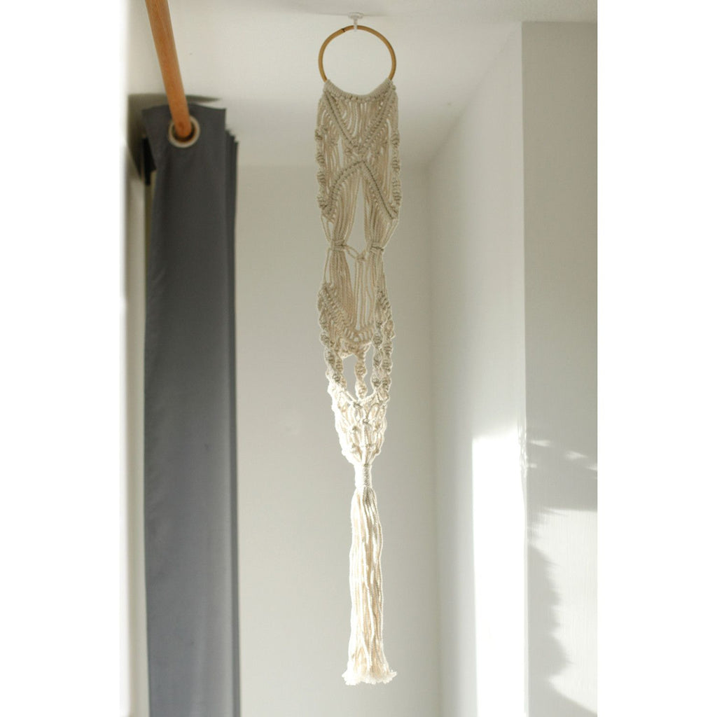 Macrame Pot Holder - Long With Ratten Hoop product image 4