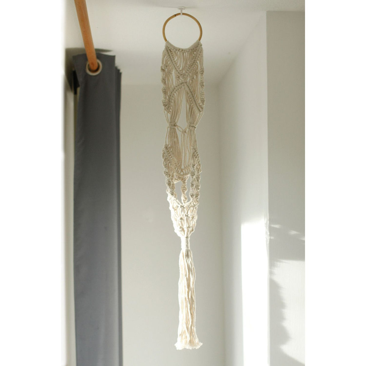 Macrame Pot Holder - Long With Ratten Hoop product image 4