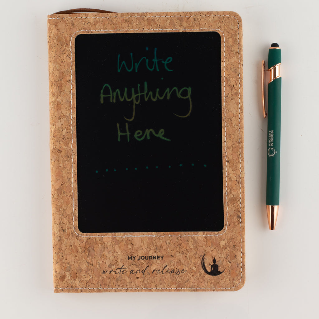 A5 Intention Note Book - LCD Wipe Screen - Cork Leather Effect - 80 Leafs - product image 7