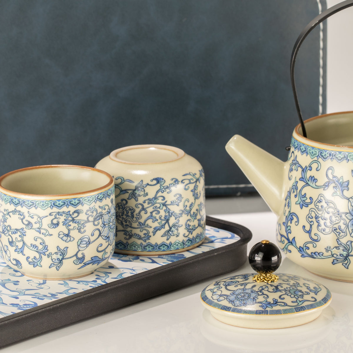 Travel Teapot Set & Two Cups - China Ru Blue - product image 5