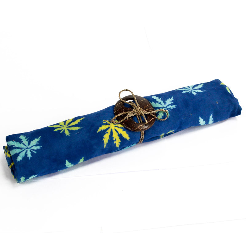 Bali Block Print Sarong - Tropical Leaves - Blue product image