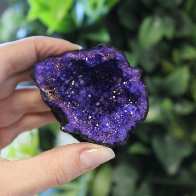 Coloured Calsite Geodes - Black Rock - Turqoise / Purple product image