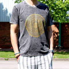 Nomad Sari Stonewashed Cotton T-Shirt - Mandala - Dark Grey - Medium product image 2