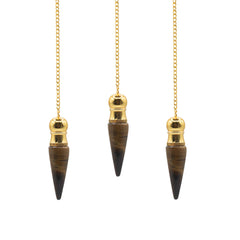 Secret Cavity Discovery of Truth Pendulum - Tiger Eye - Gold Plated product image