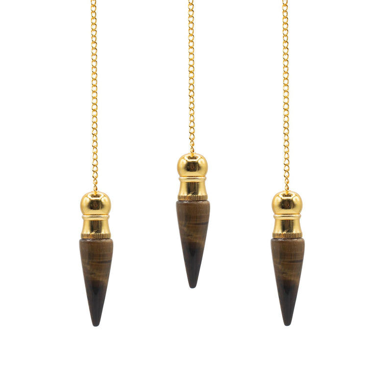 Secret Cavity Discovery of Truth Pendulum - Tiger Eye - Gold Plated product image
