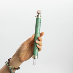 Verdant Heart Wand - Ruby Fuchsite Rose Quartz Crystal Ball top - 23cm product image 7