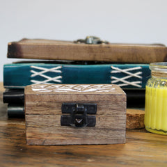 White Washed Wooden Box - Pill Box Aztec Design product image 3