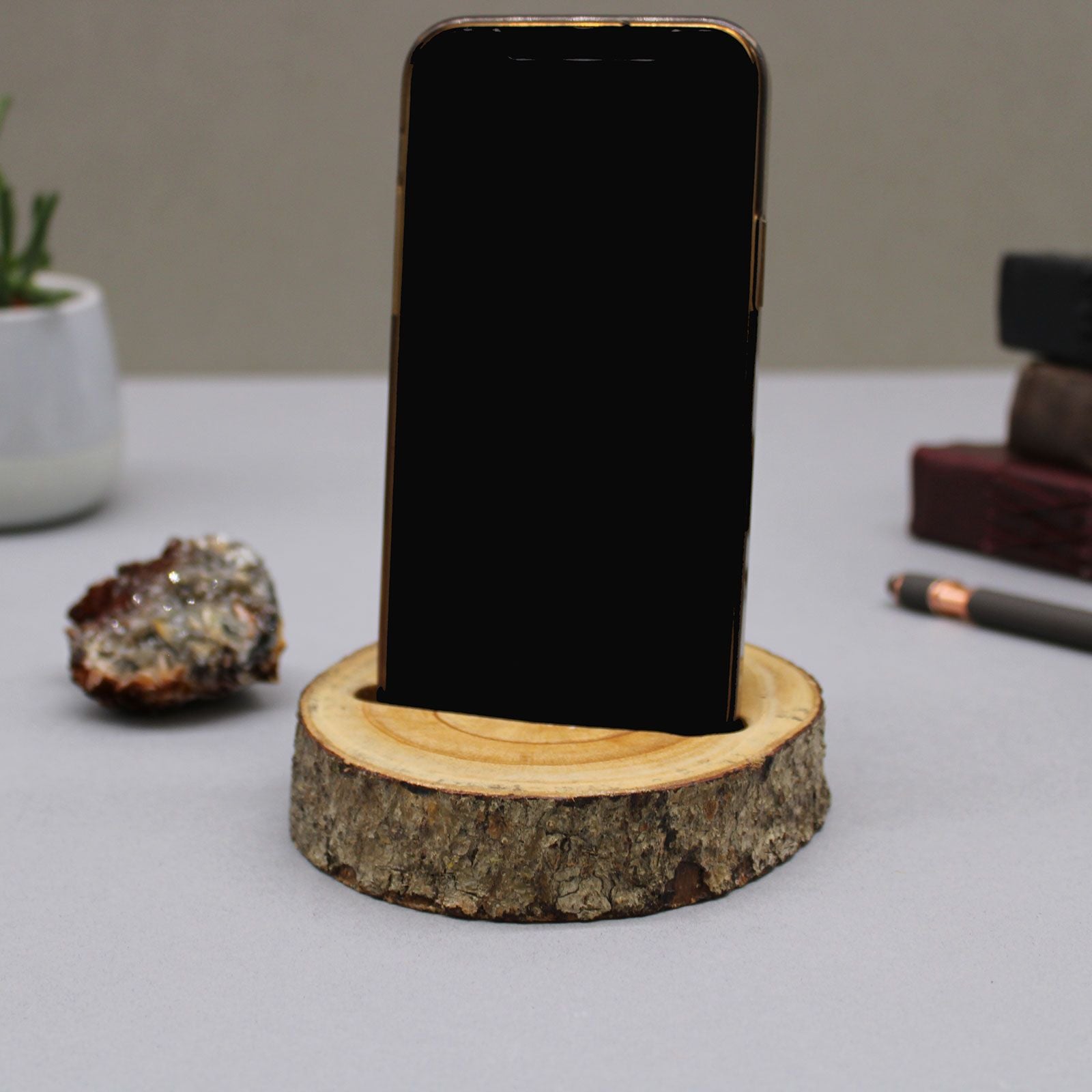 Small Log Phone Holder (slot) - Natural product image