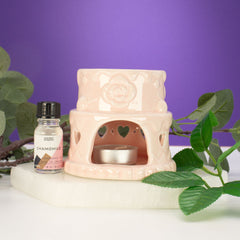 Ceramic Cake Oil Burner - Hearts - Pink product image 2
