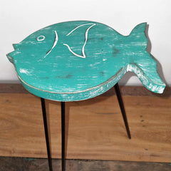 Albasia Wood Fish Stand - Turquoise product image 3