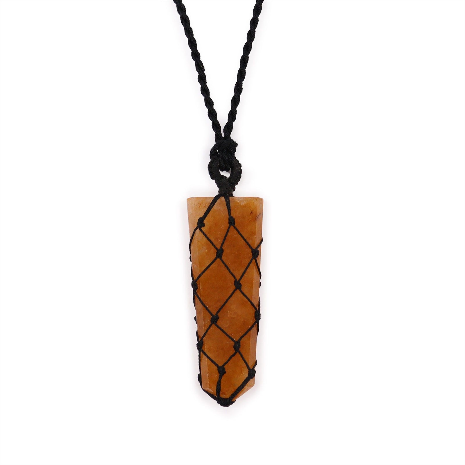 Laced Gemstone Flat Point Pendant - Golden Quartz product image