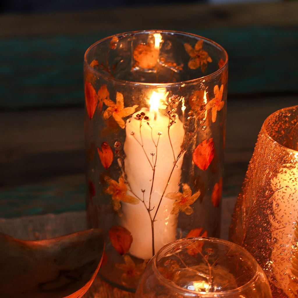 Natural Floral Glass - Tall Vase Candle Holder - Rose - (19x11cm) product image 11