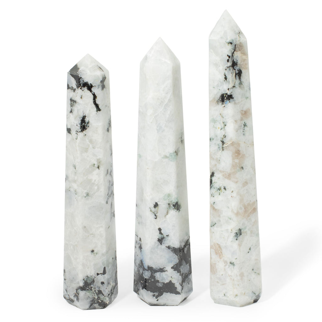 Gemstone Six Face Obelisk Point approx 17cm - Rainbow Moonstone product image 2