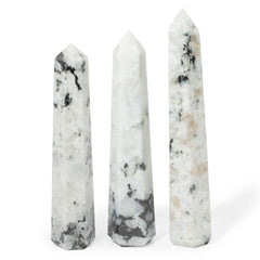 Gemstone Six Face Obelisk Point approx 17cm - Rainbow Moonstone product image 2
