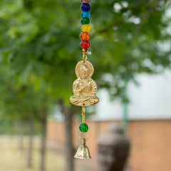Indian Chimes - Brass Buddha with Chakra Beads String Bells 53cm product image 4
