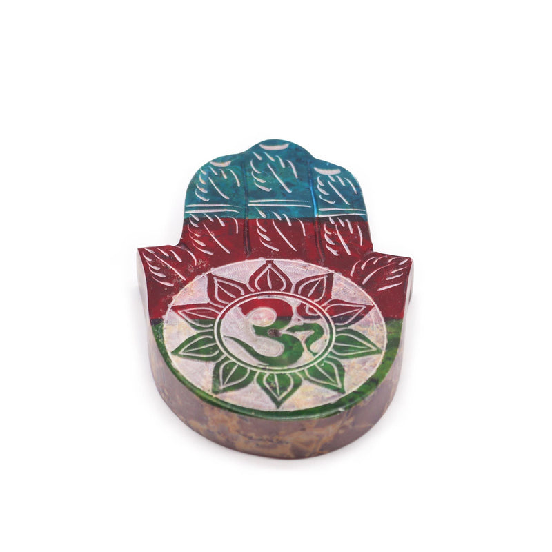 Soapstone Hamsa Incense Holder - OM product image