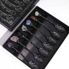 Set of 7 Dark Silver Gemstone Crystal Witch Spoons product image 4