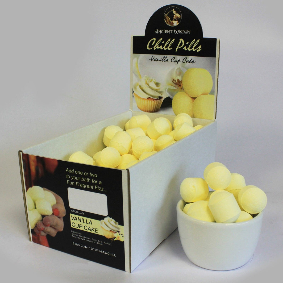 1.3Kg Box of Chill Pills (Mini Bath Bombs) - Vanilla Cup Cake product image 3