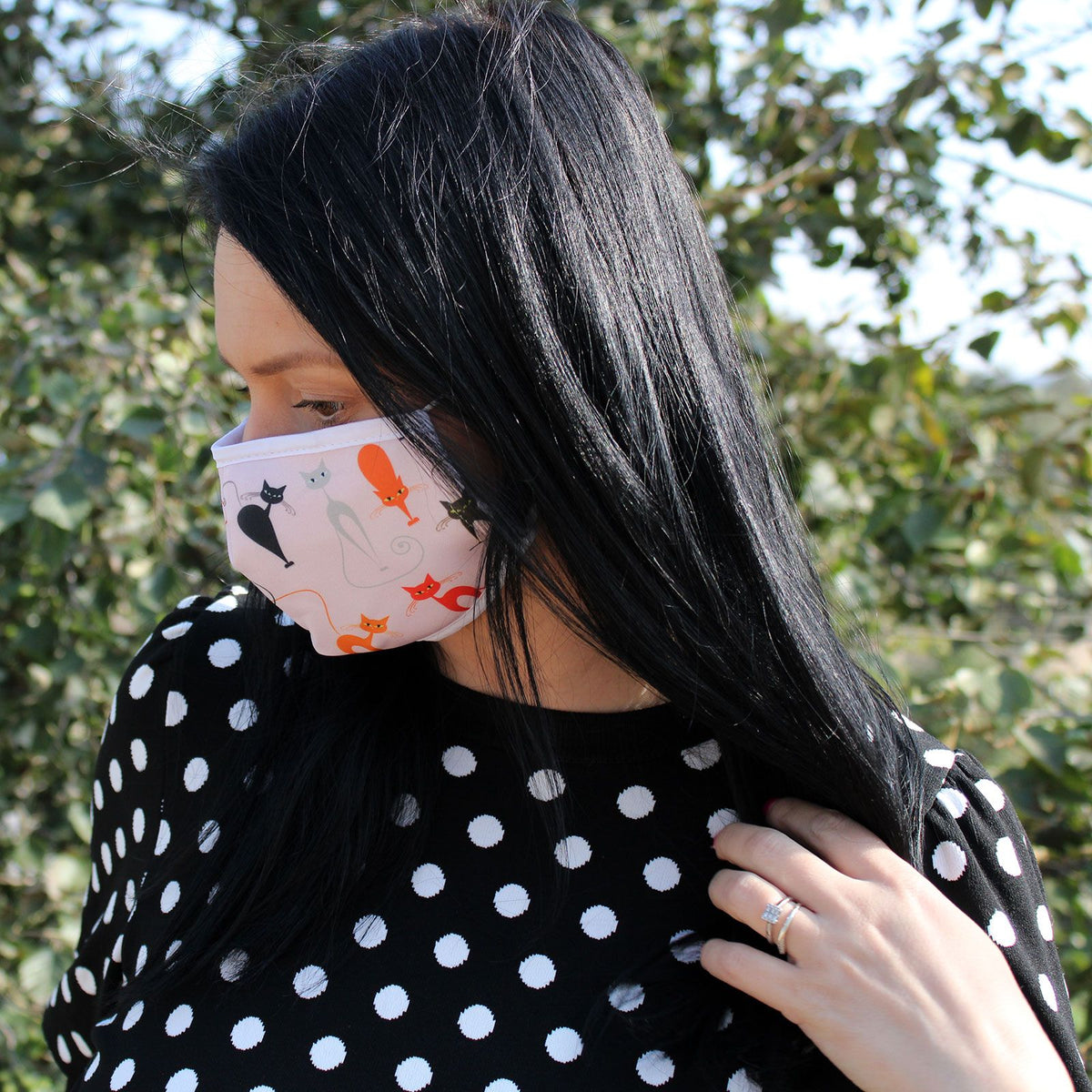 Reusable Fashion Face Covering - Pink Cats (Adult) - product image 3
