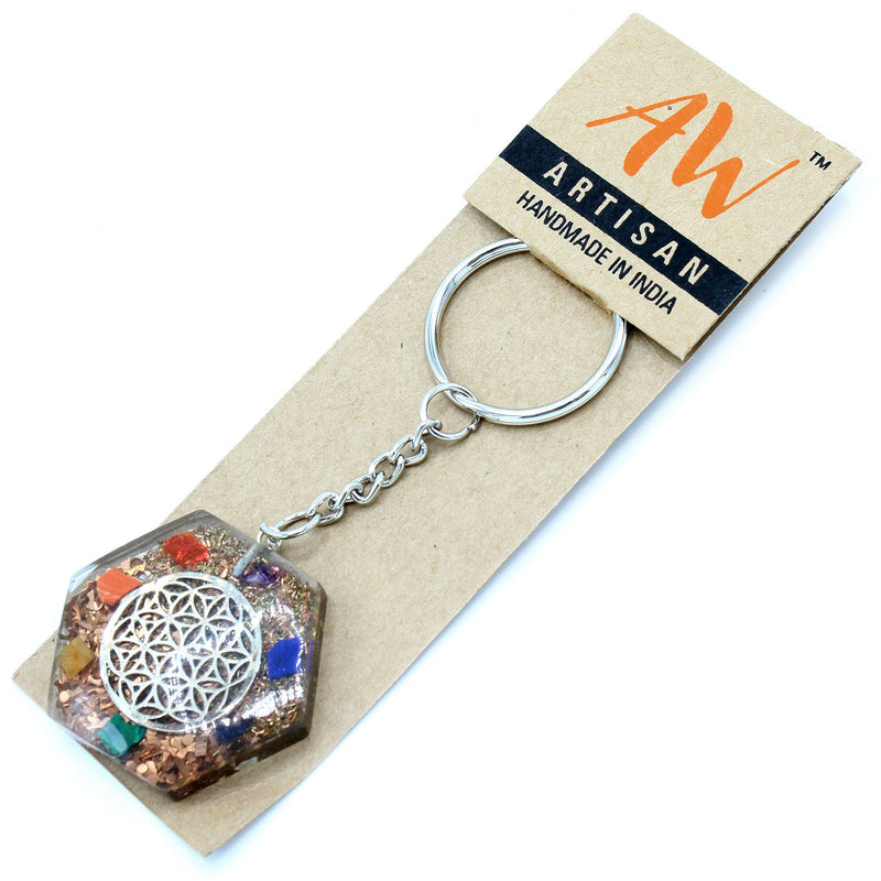 Orgonite Power Keyring - Octagon Flower of Life product image