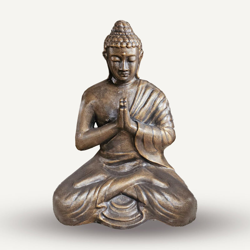 Med Large Antique Gold Praying Buddha Statue - 1.2m Tall product image