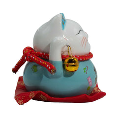 Ceramic Money Cat Bank - Blue on Cushion product image 3