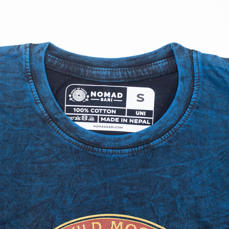 Nomad Sari Stonewashed Cotton T-Shirt - Stay Wild Moon Child - Blue - Small product image