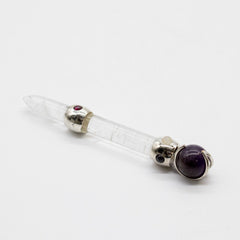 Celestial Prism Wand - Amethyst Moving Crystal Sphere Quartz Stem - 12cm product image 7