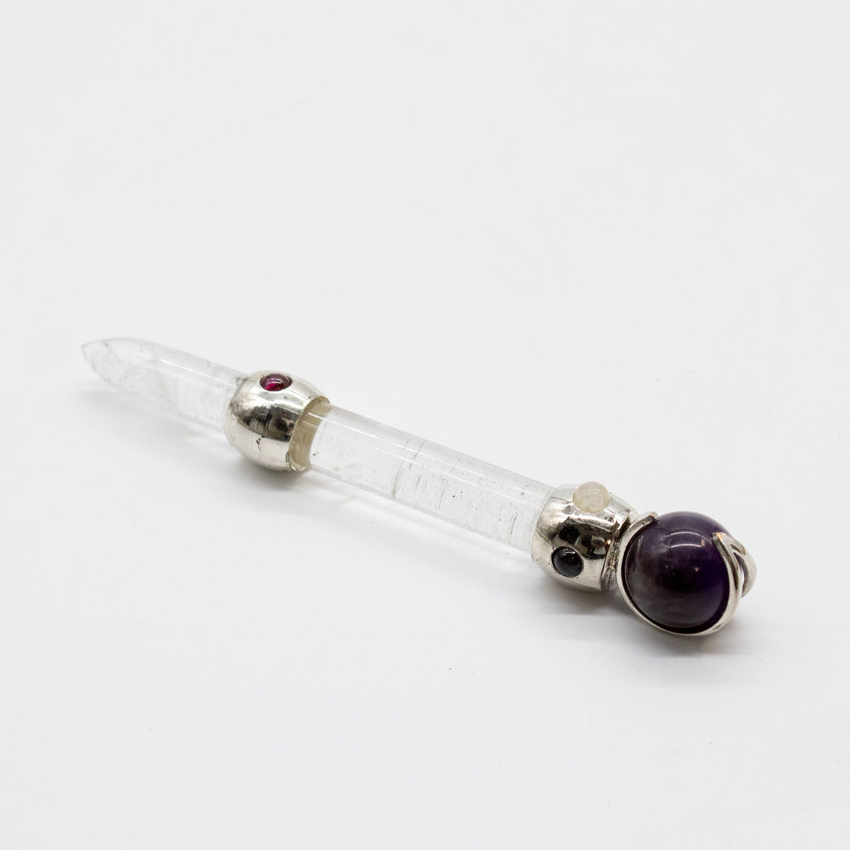 Celestial Prism Wand - Amethyst Moving Crystal Sphere Quartz Stem - 12cm product image 7