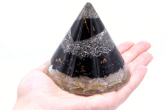 Orgonite Cone - Selenite and Black Toumaline Copper - 90 mm product image 2