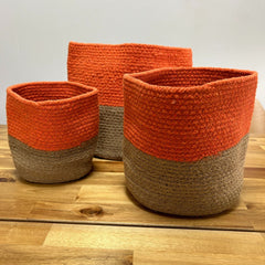 Set of 3 Cotton Rope Storage Baskets - Orange product image 2