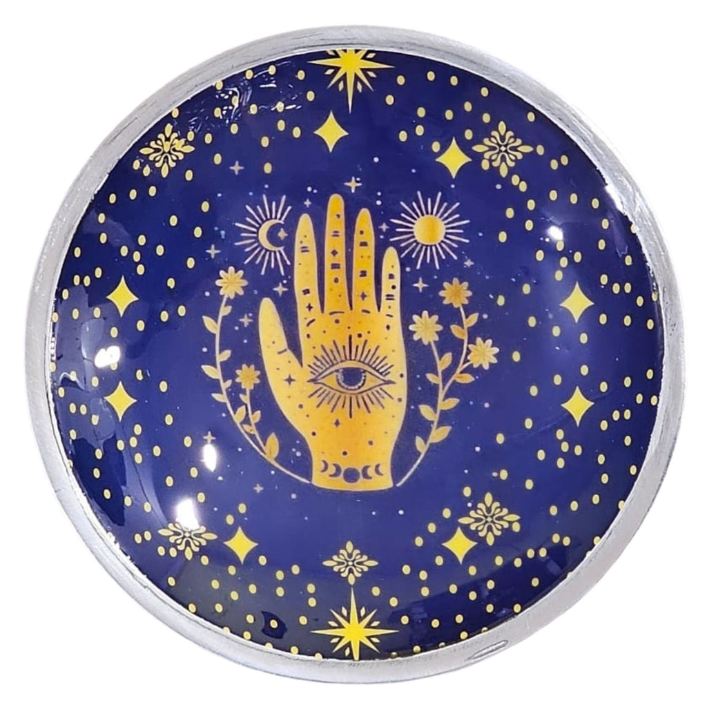 Triple Leg Enamelled Offering Plate - Hamsa Midnight Blue product image 4