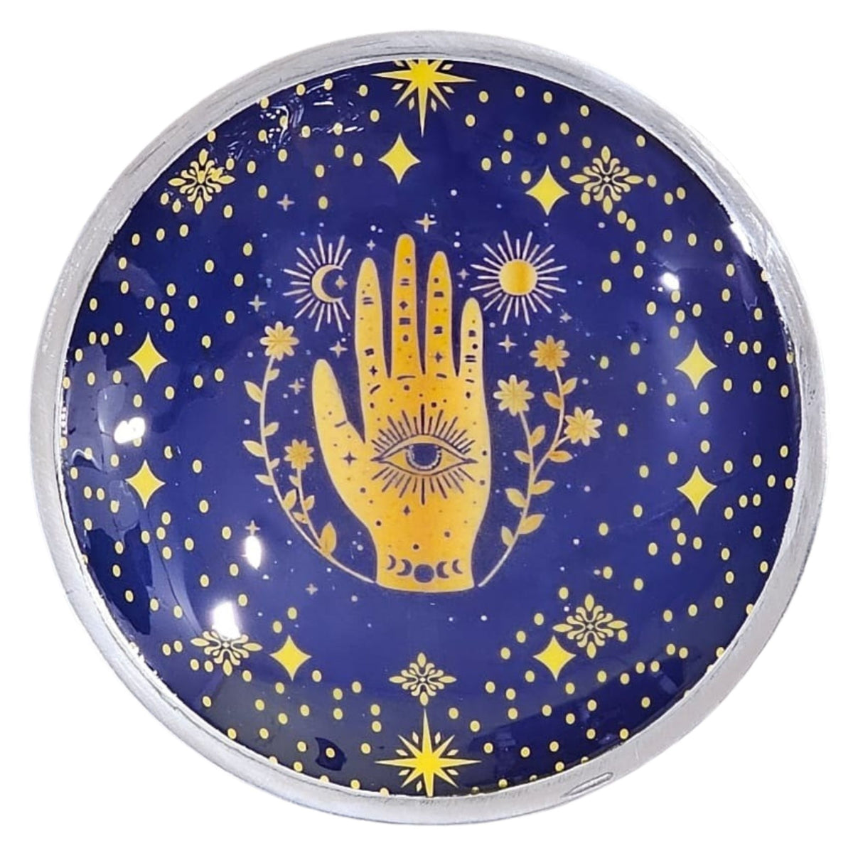 Triple Leg Enamelled Offering Plate - Hamsa Midnight Blue product image 4