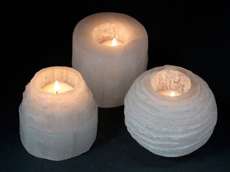 Selenite Mountain Top Candle Holder - 8 cm product image