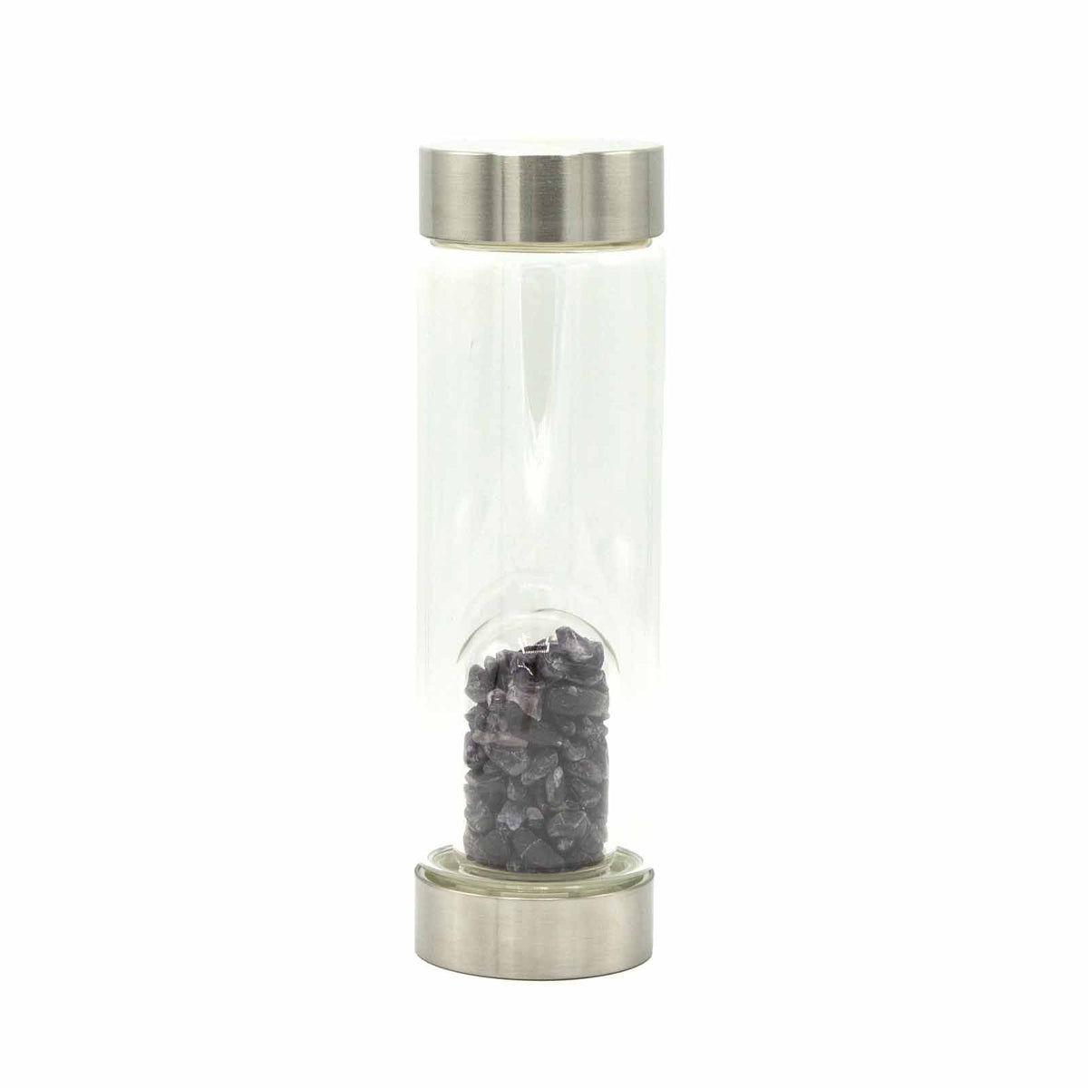 Crystal Infused Glass Water Bottle - Relaxing Amethyst - Chips - product image 5