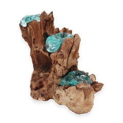 Molton Glass Triple Candle Holder on Wood product image 3