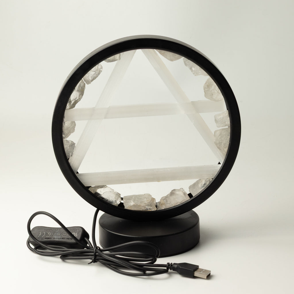 Gemstone Halo Lamp - Air - Clear Quartz & Selenite – product view 6
