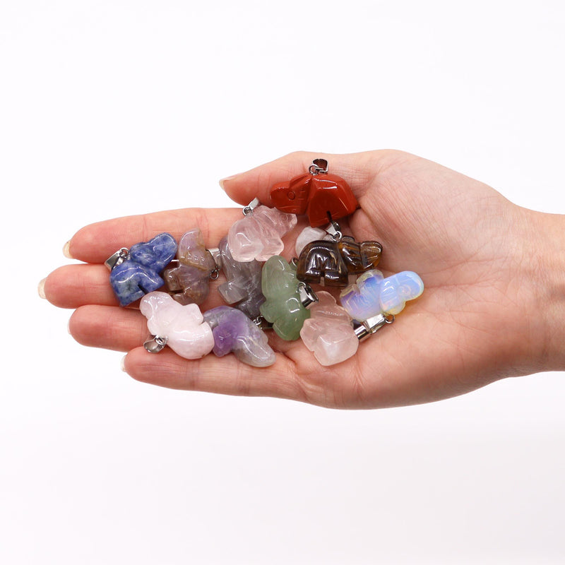 Gemstone Lucky Elephants Pendants (12 assorted) 25x15mm product image