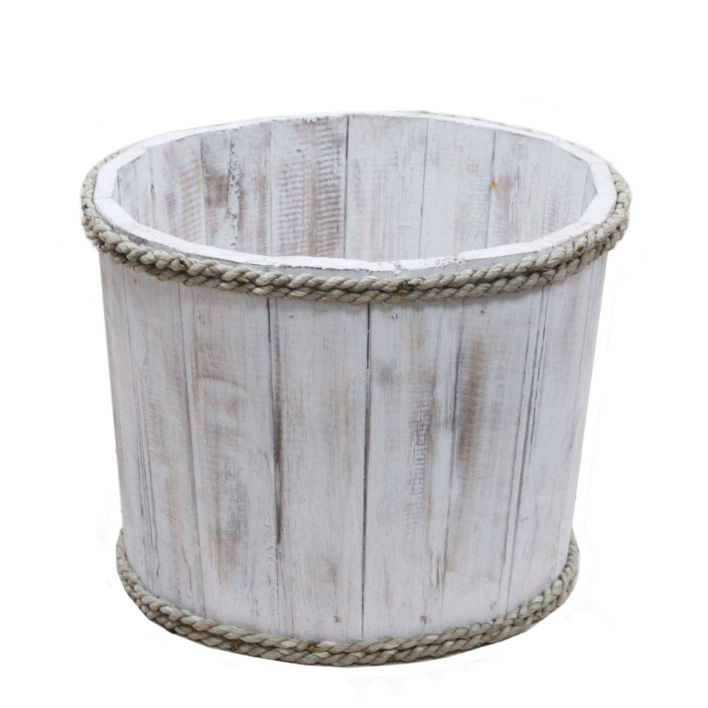 Small Wooden Storage Tub – Whitewash product image 2