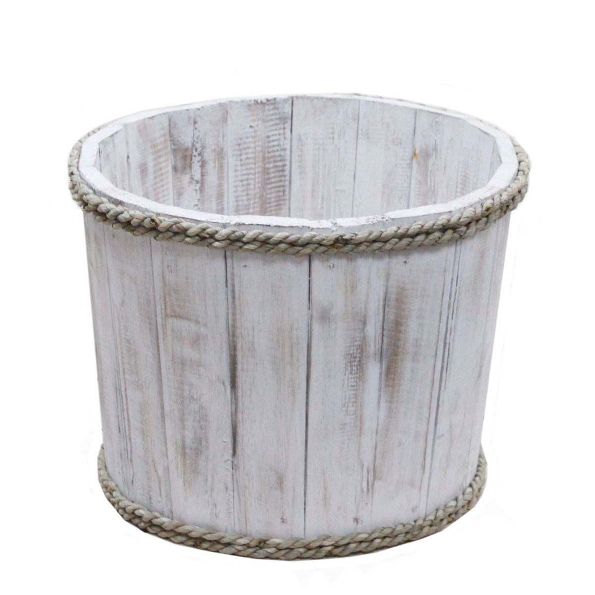Small Wooden Storage Tub – Whitewash product image 2