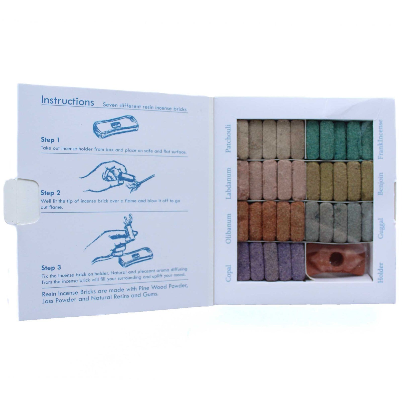 Display Set of 70 Incense Smudge Bricks and Burner - Wild West product image