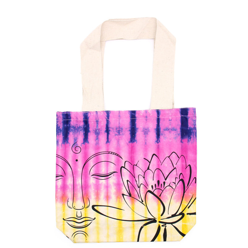 Tye-Dye Cotton Bag (6oz) - 38x42x12cm - Lotus Buddha - Multi Col - Natural Handle product image