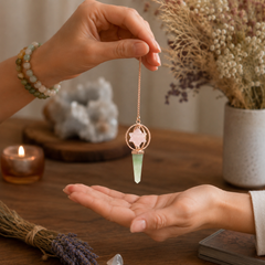 Heart Compass- Two Piece Spinning Merkaba Star in Copper Pendulum - Rose Quartz & Green Aventurine product image 3