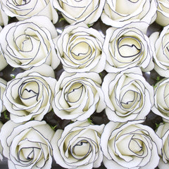 Craft Soap Flowers - Med Rose - Ivory With Black Rim product image 4