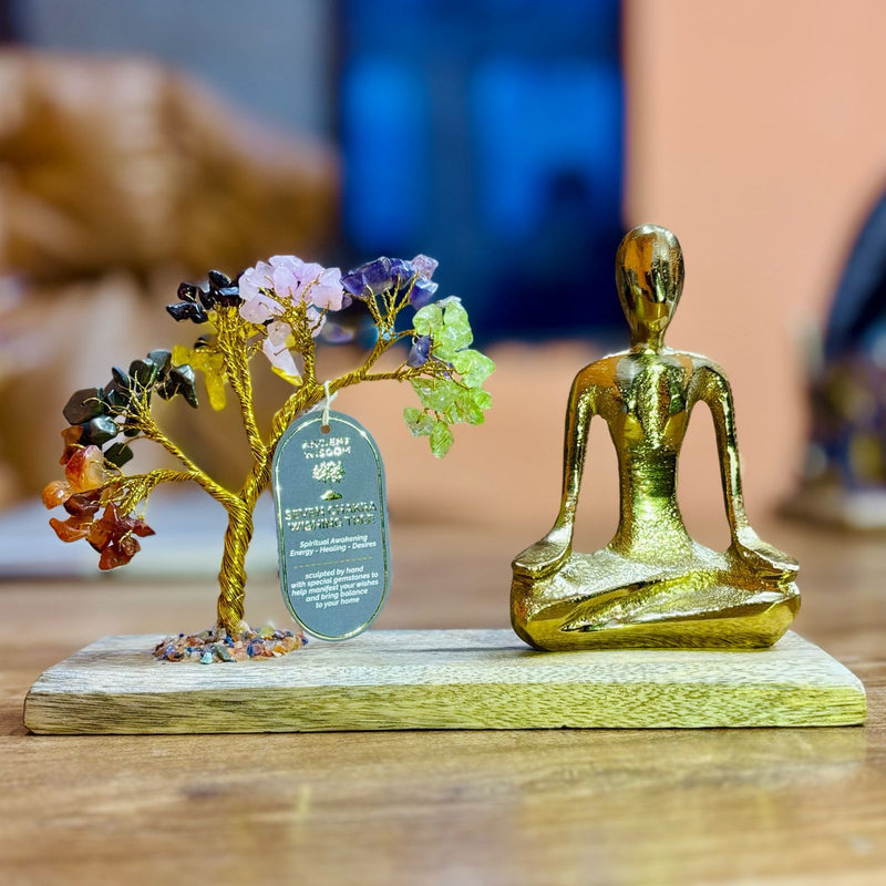 Gemstone Yoga Garden - Mudra Pose - Seven Chakra - Tilted Tree - 100 chipstones product image