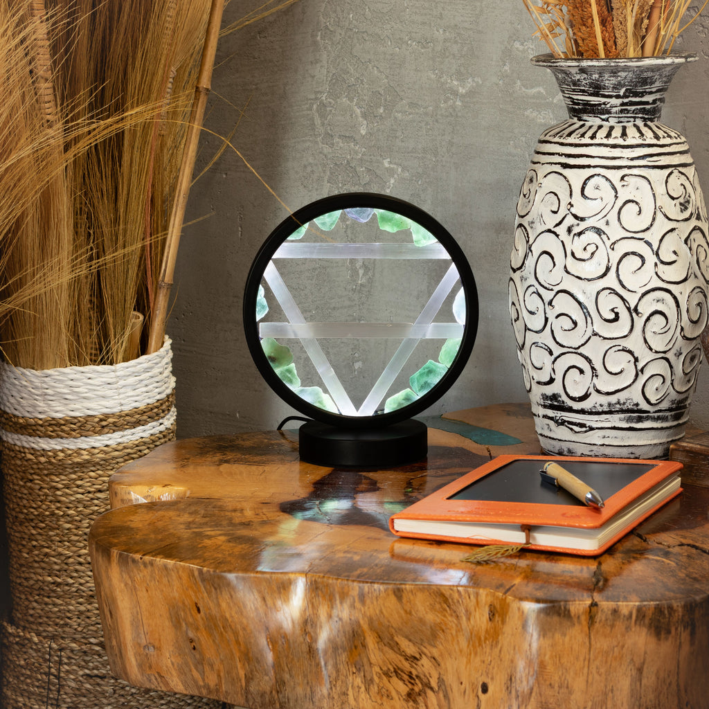Gemstone Halo Lamp - Earth  - Aventurine & Selenite – product view 7